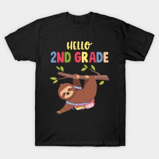 Funny Hello 2nd Grade Gift Back To School Sloth Shirt T-Shirt